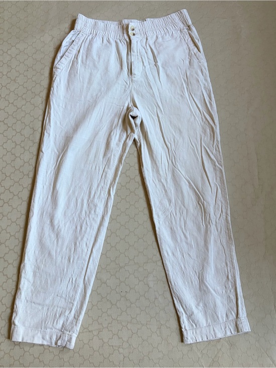 Marine Layer Pants - Marine Layer Cream Elle Cotton Straight Leg Relaxed Crop Pants Women’s Small
